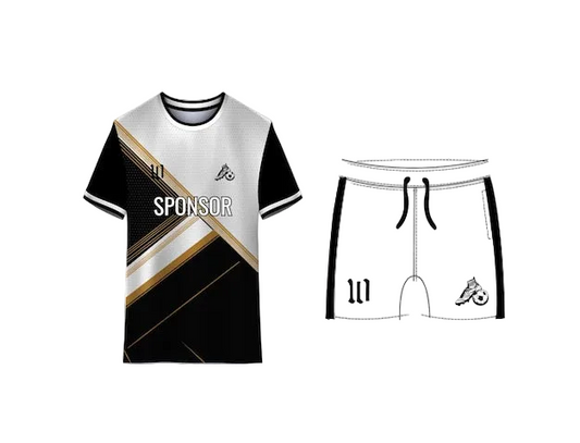 NextPrint Custom Sports Jersey Set Black White Gold – Personalized Name & Number Premium Team Uniform