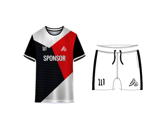 NextPrint Custom Black White Red Football Jersey Set – Personalized Name & Number Print
