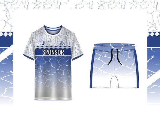 NextPrint Custom White & Blue Cracked Football Jersey Set – Personalized Name & Number Print