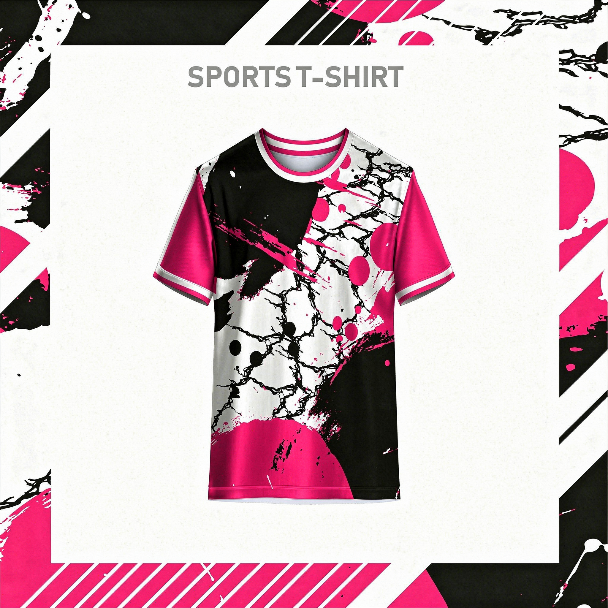 Modern grey black pink sports t-shirt front design for custom team jersey printing