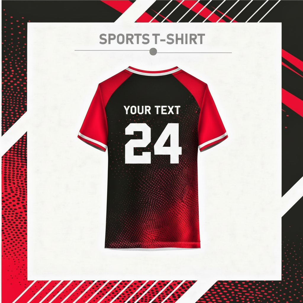 Black and red athletic team jersey back side for custom sportswear 
