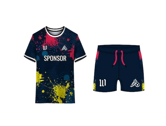 NextPrint Elite Navy Multicolor Splash Soccer Kit – Personalized Jersey Set