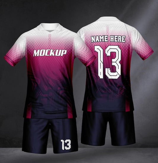 NextPrint Custom Pink & Black Gradient Football Jersey Set – Personalized Name & Number Print
