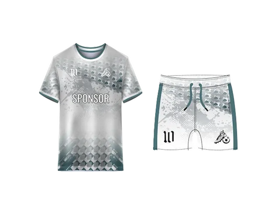 NextPrint Custom Grey & Teal Geometric Football Jersey Set – Personalized Name & Number Print