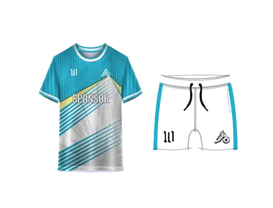 NextPrint Custom Sports Jersey & Shorts Set – Turquoise White Team Kit with Personalized Name & Number