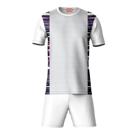 Multicolor striped sports t-shirt with white shorts co-ord set front view