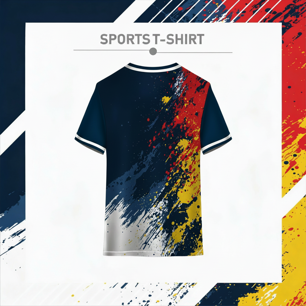 Multicolour athletic round neck sports t-shirt back design