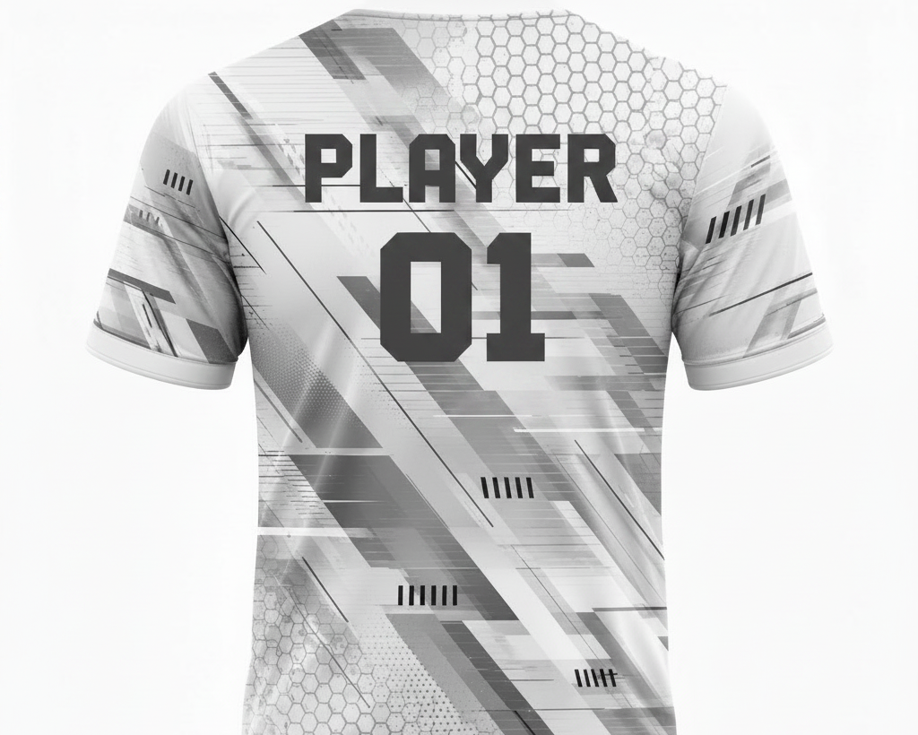 Multicolour geometrical custom cricket and football sports jersey with premium sublimation teamwear design for men by NextPrint.in