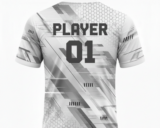 Multicolour geometrical custom cricket and football sports jersey with premium sublimation teamwear design for men by NextPrint.in