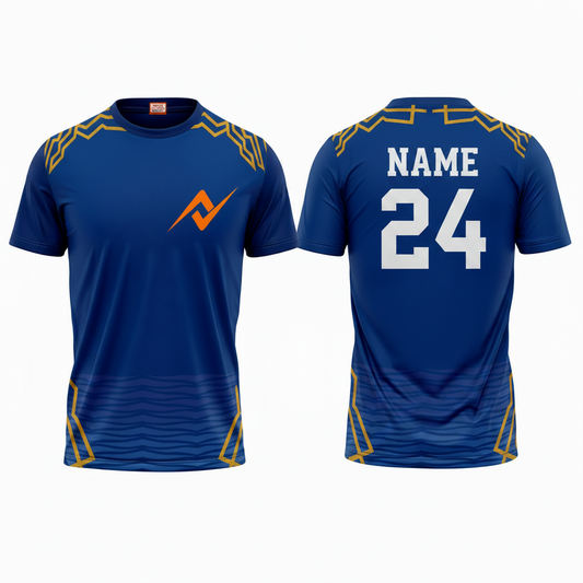 Custom printed Mumbai style athletic pro round neck sportswear with personalized name and number