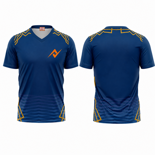 Athletic blue V neck sportswear side profile performance jersey image