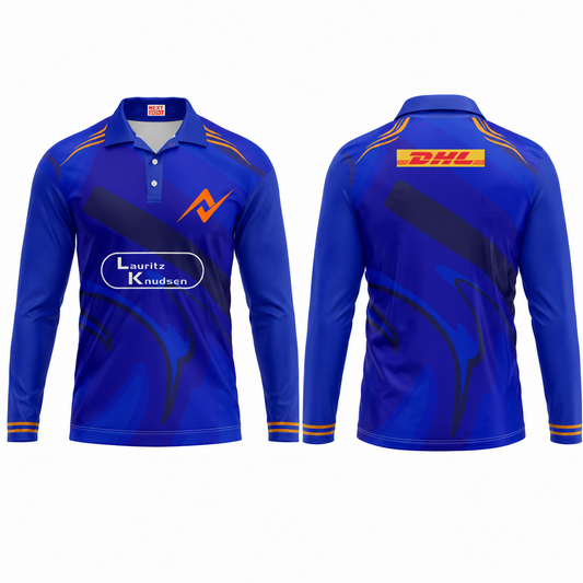 Athletic blue full sleeve sportswear side profile performance jersey image