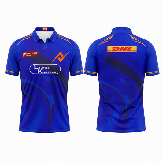Athletic blue elite polo jersey side profile sportswear image