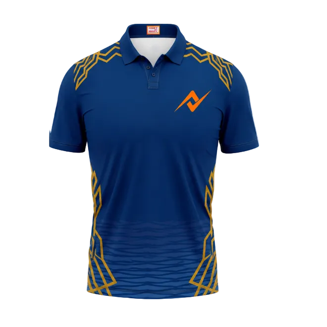 Mumbai inspired blue polo collar sports fan jersey front view