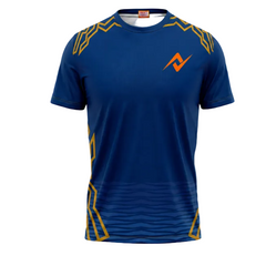 Mumbai inspired blue round neck personalized cricket fan wear front view
