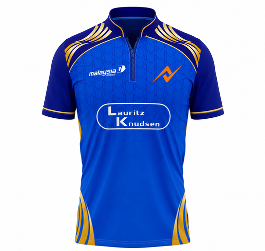 Mumbai inspired blue zipper cricket fan jersey front view