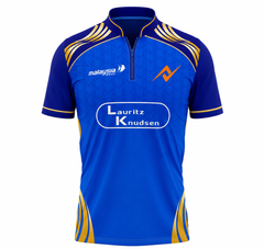 Mumbai inspired blue zipper cricket fan jersey front view