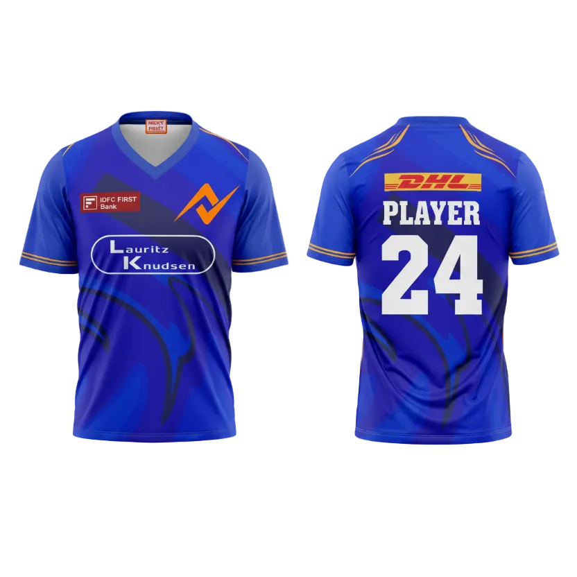 Custom printed Mumbai style athletic V neck jersey with personalized name and number