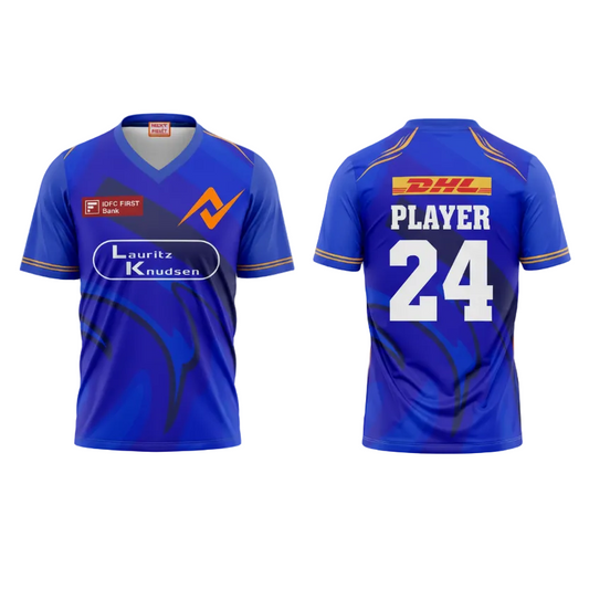Custom printed Mumbai style athletic V neck jersey with personalized name and number