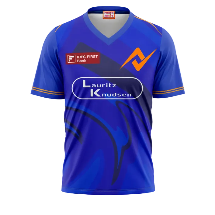 Mumbai inspired custom printed athletic V neck jersey front design