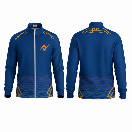 Athletic blue sports jacket side profile performance sportswear image