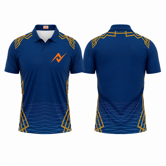 Athletic blue polo sportswear side profile performance jersey image