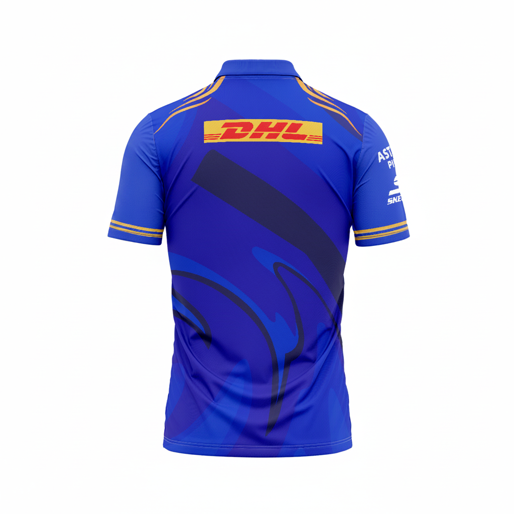 Premium polo cricket sportswear backside with custom player print