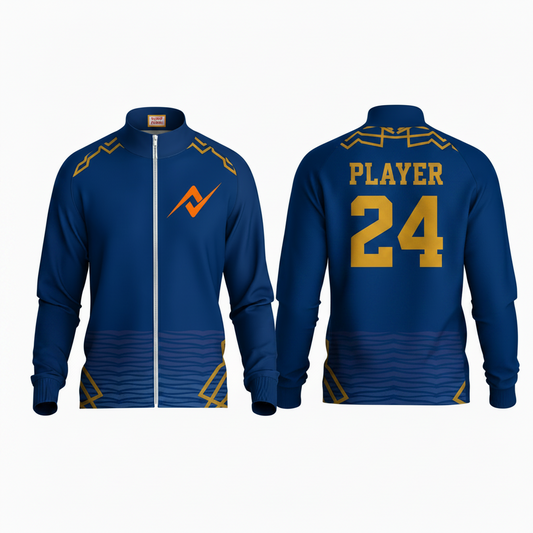 Custom printed Mumbai style elite zipper sports jacket with personalized name and number