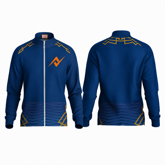 Athletic royal blue sports jacket jersey side profile sportswear image