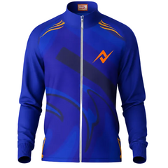 Mumbai inspired royal blue performance sports jacket front design