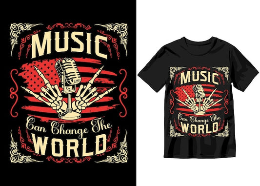 Music can change the world Rockstar Music's colorful typography Vector tshirt design