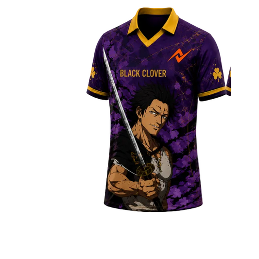 Mystic Warrior purple gold anime inspired jersey front view