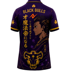 Purple gold anime style jersey side angle view