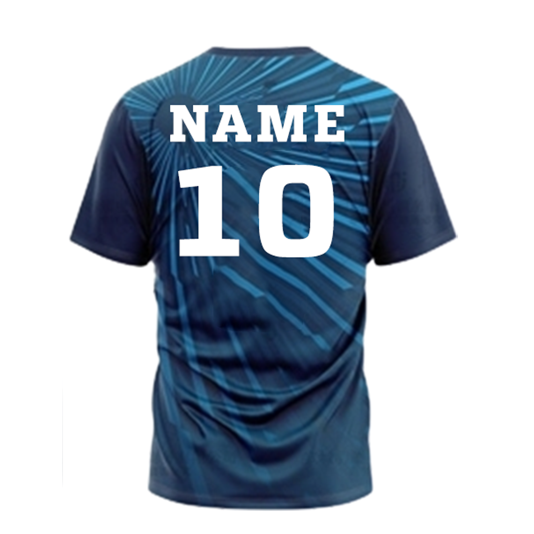 Custom navy blue radiant pulse sports jersey with personalized player name and number