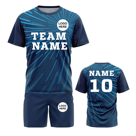 Navy blue radiant pulse sports jersey set for men back view
