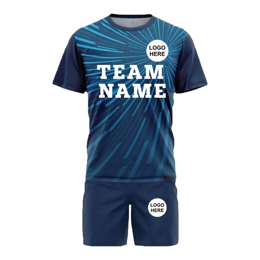 Navy blue radiant pulse sports jersey set for men front view