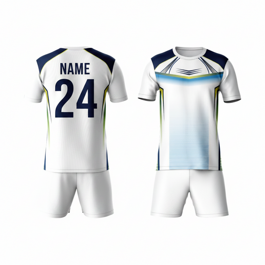 Navy blue sports t-shirt with white shorts back view for men