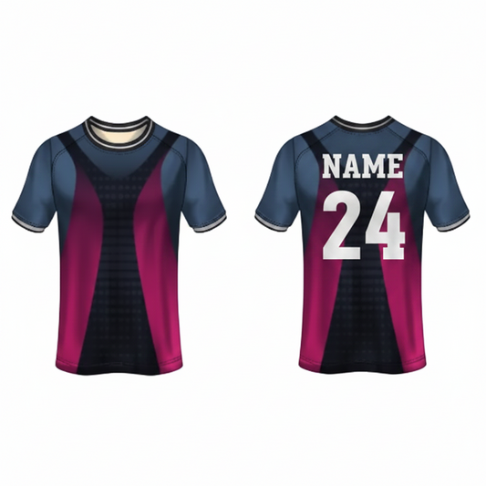 Navy pink gaming jersey back side with custom gamer name