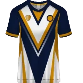 Navy white gold V-shape custom esports jersey front view