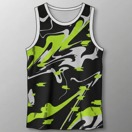 Next Print Neon Green Glitch Sports Jersey Design – Custom Cricket & Football Uniform India | NextPrint