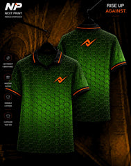 Neon green and black hexagonal honeycomb sublimation polo sports jersey by Next Print