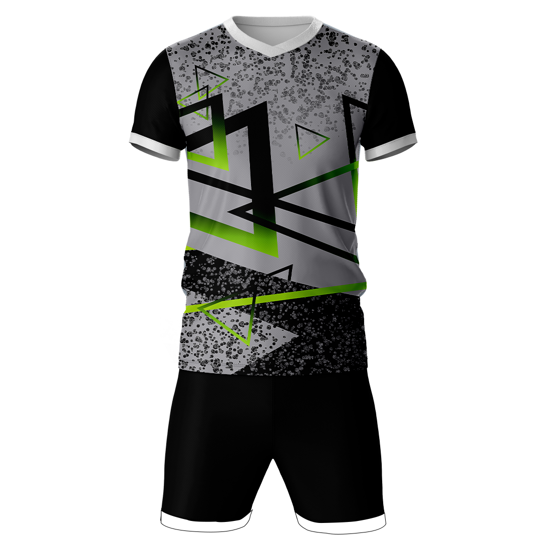 Neon green lightning strike sports jersey set for men front view