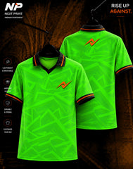 Neon Green Urban Geometry sublimation sports jersey with abstract geometric pattern and Next Print logo