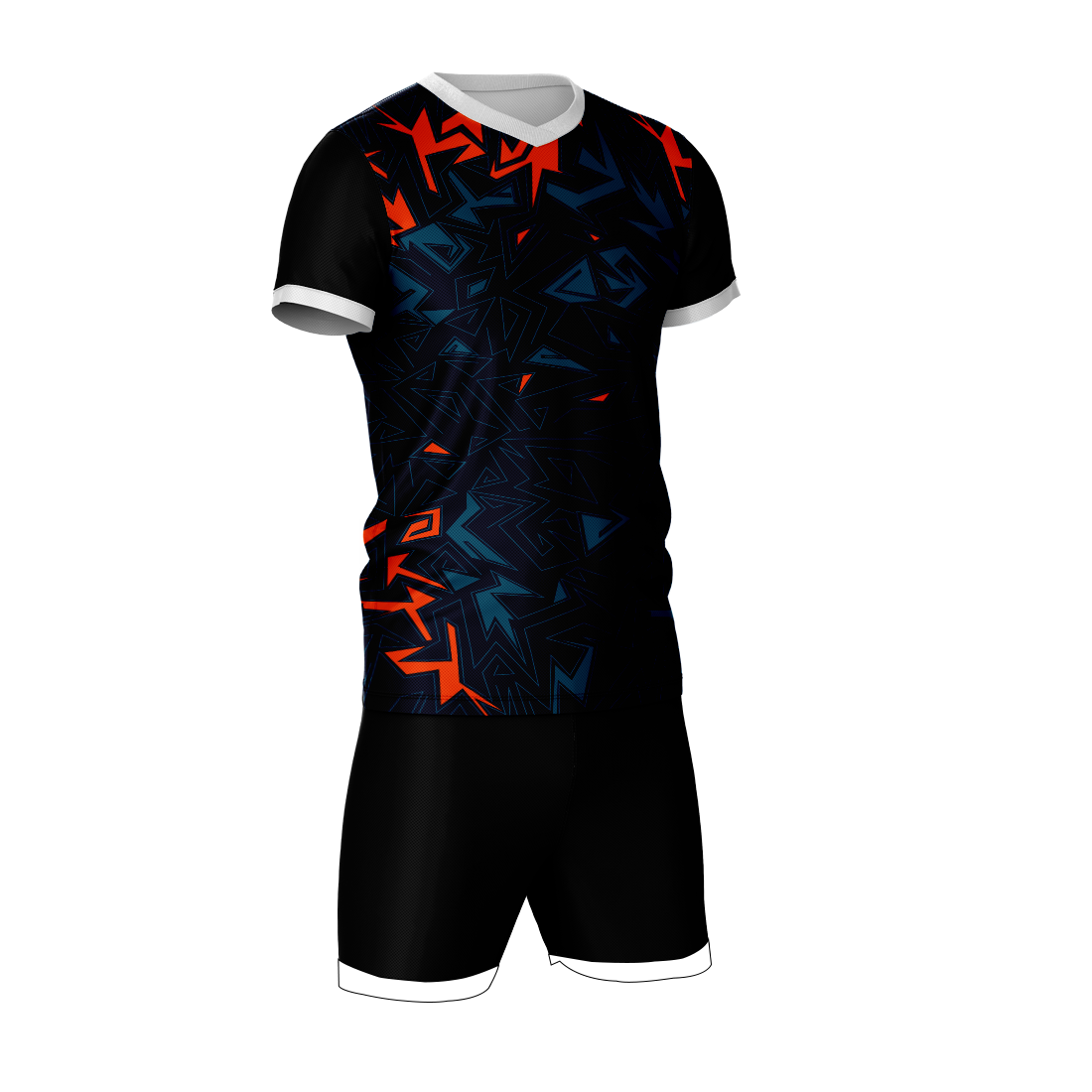 Premium neon orange abstract burst sports jersey side angle sportswear view
