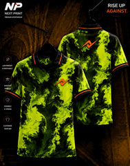 Neon toxic green and black liquid marble sublimation polo sports jersey front and back by Next Print