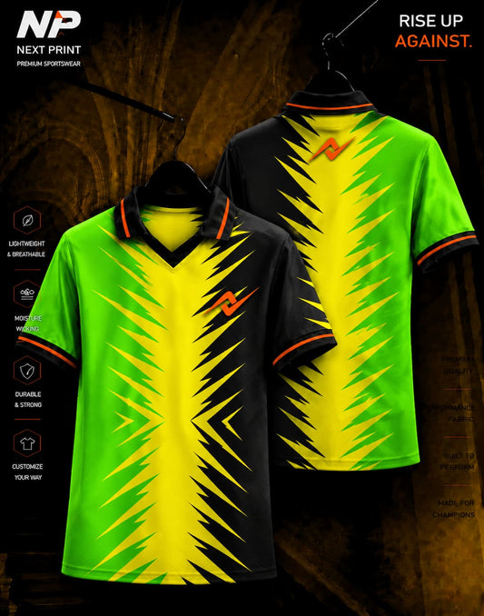 Neon Voltage Strike green yellow and black sublimation sports jersey with custom Next Print logo