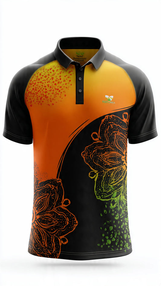 Next Print Cricket Premium Sublimation Cricket JerseySport jersey combined orange and black pole t - shirt /All over printed / men and women