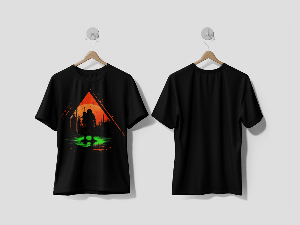 NEXT PRINT A silhouette of a couple in a dark forest T-shirt Design - Next Print