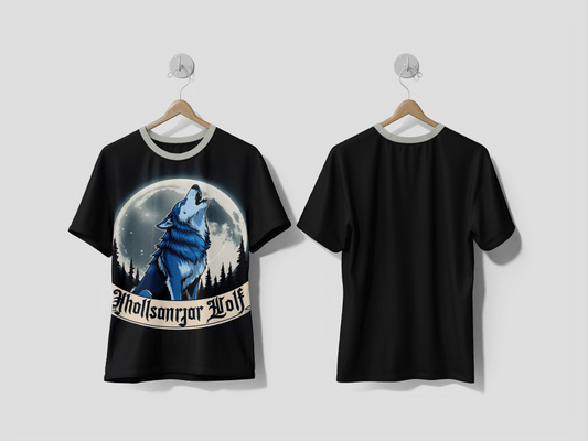 NEXT PRINT A wolf howling at the moon with the words wolf of the wolf on it design printed t-shirt - Next Print
