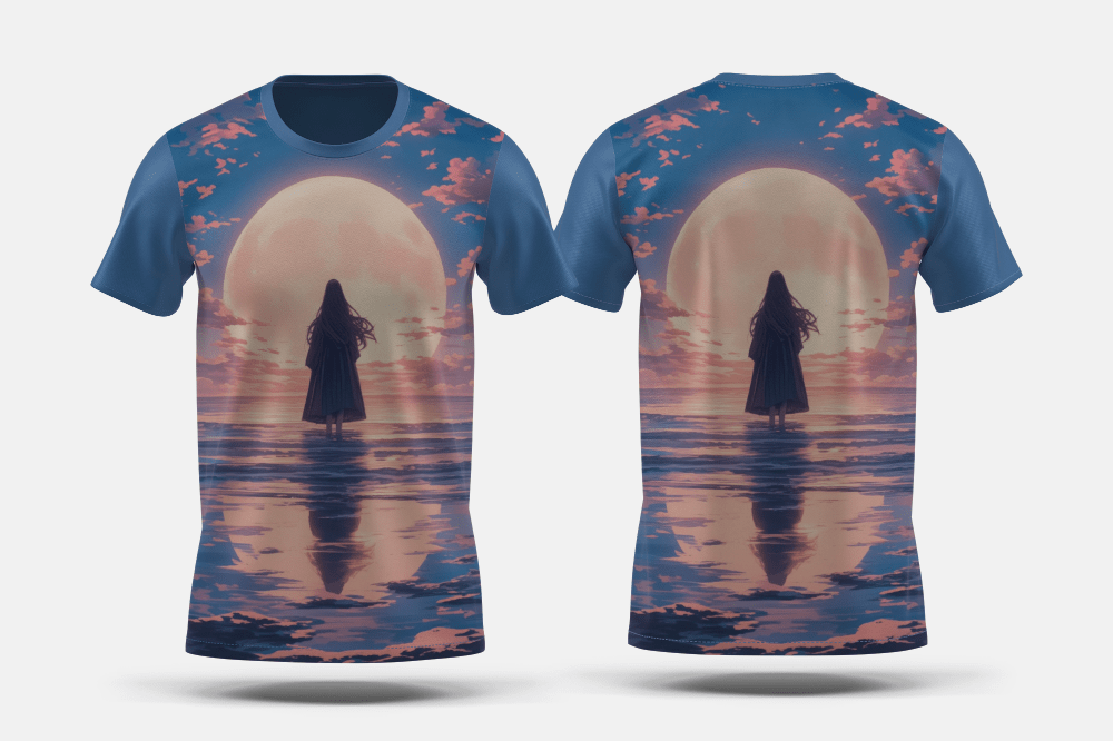 Next Print Anime moon landscape Printed t-shirt - Next Print